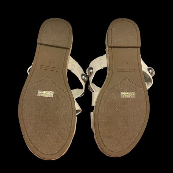 Marc Fisher Prisca White Vegan Leather Studded Slides - Picture 4 of 6